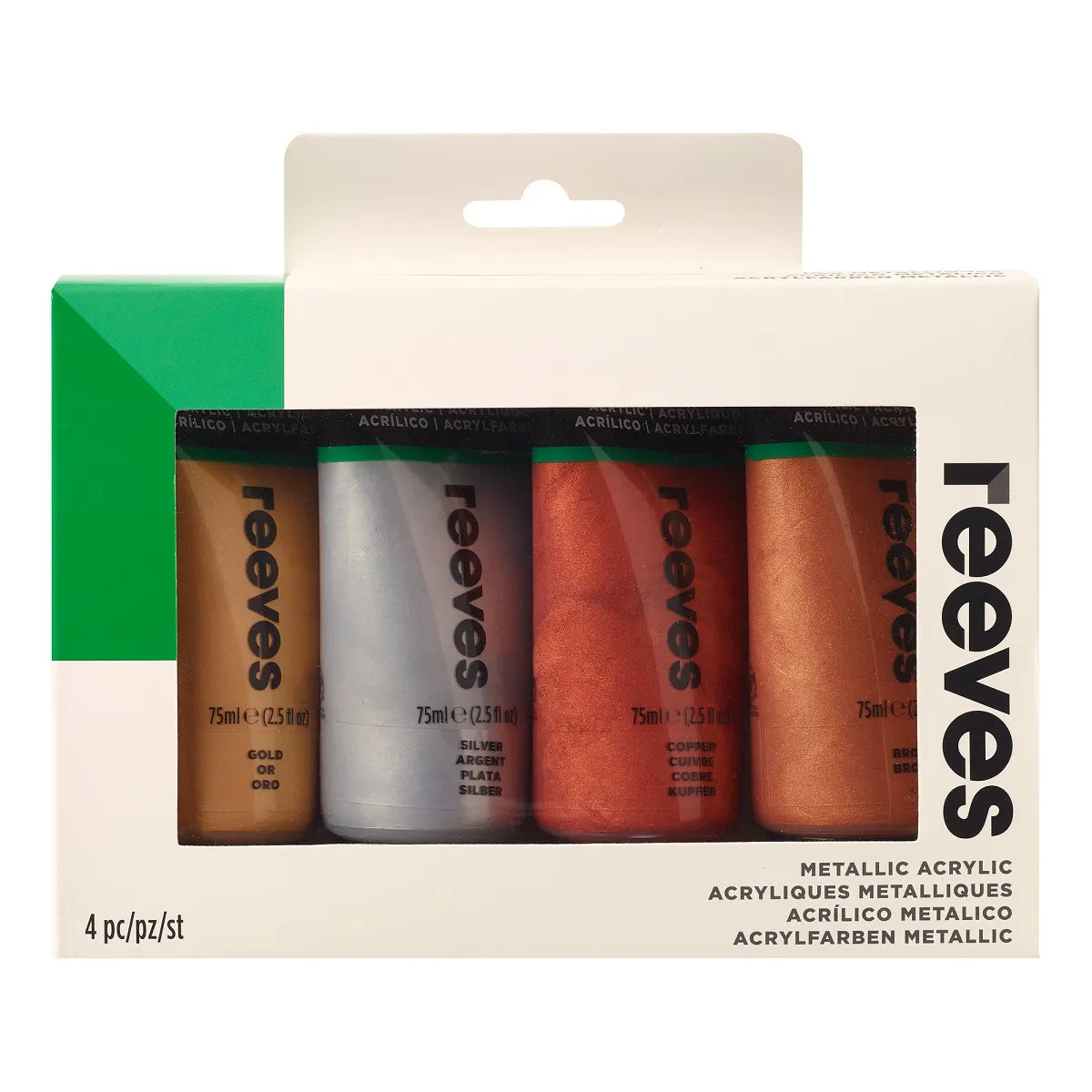 Reeves Acrylic 75ml Metallic Set 4