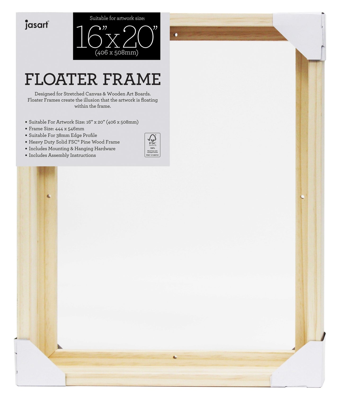 Jasart Floater Frame Thick Edge 16 x 20" Natural (40.7cm x 50.9cm)