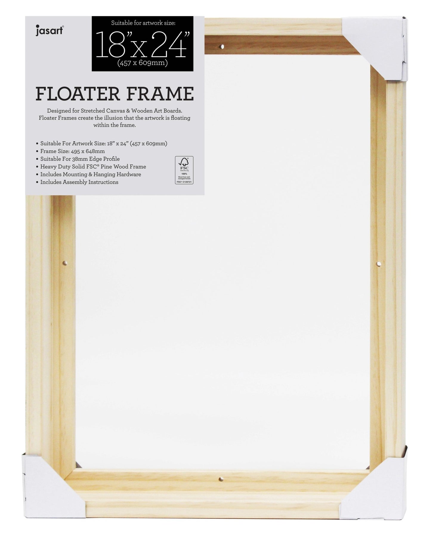 Jasart Floater Frame Thick Edge 18 x 24" Natural (45.7cm x 61.0cm)
