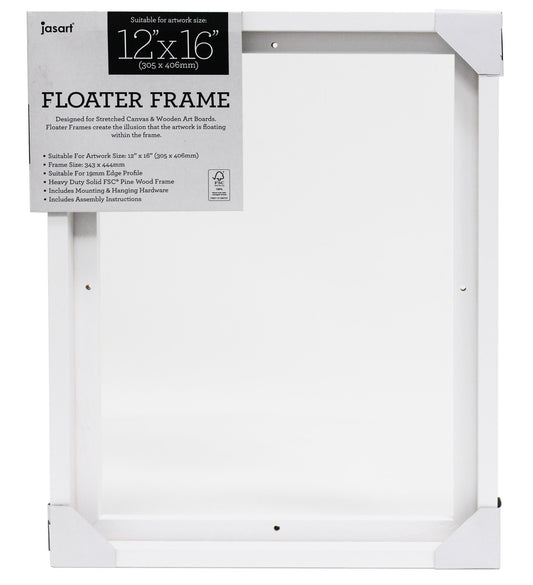 Jasart Floater Frame Thin Edge 12 x 16" White (30.5cm x 40.7cm)
