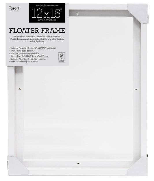 Jasart Floater Frame Thick Edge 12 x 16" White (30.5cm x 40.7cm)