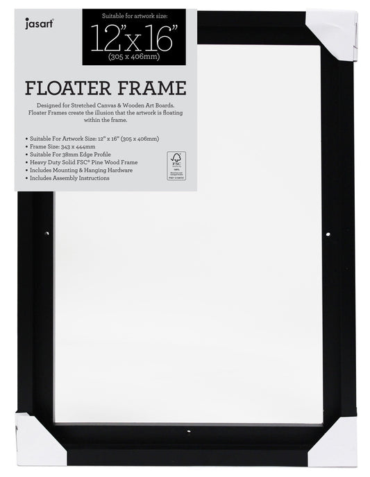 Jasart Floater Frame Thick Edge 12 x 16" Black (30.5cm x 40.7cm)