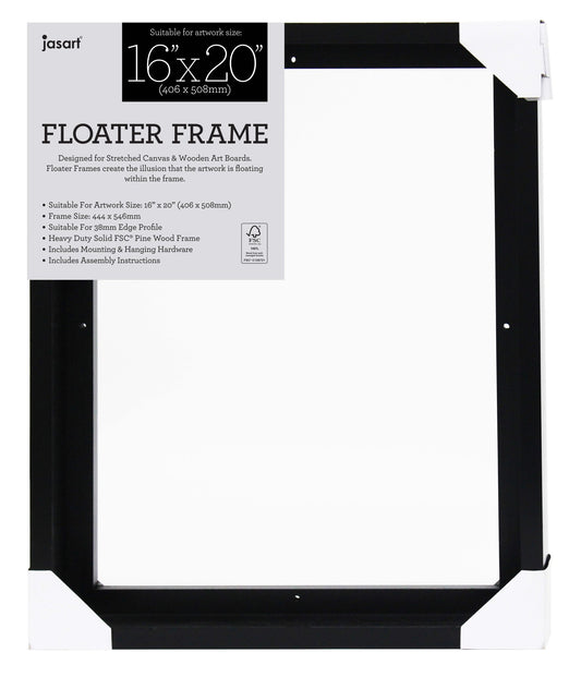 Jasart Floater Frame Thick Edge 16 x 20" Black (40.7cm x 50.9cm)
