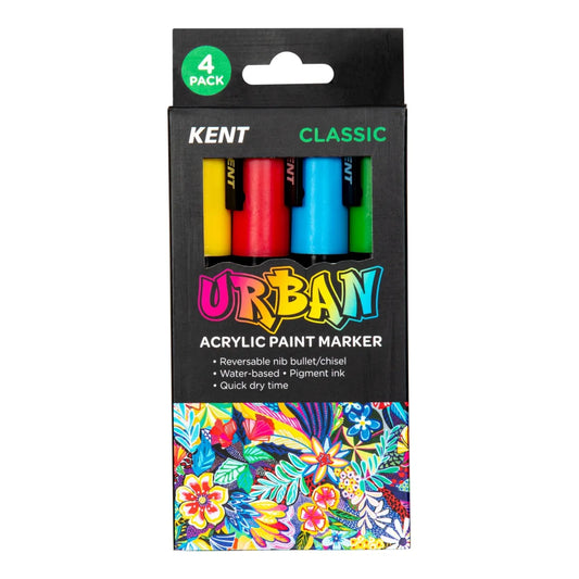 Kent Urban Paint Marker 6mm Nib Classic 4 Pack
