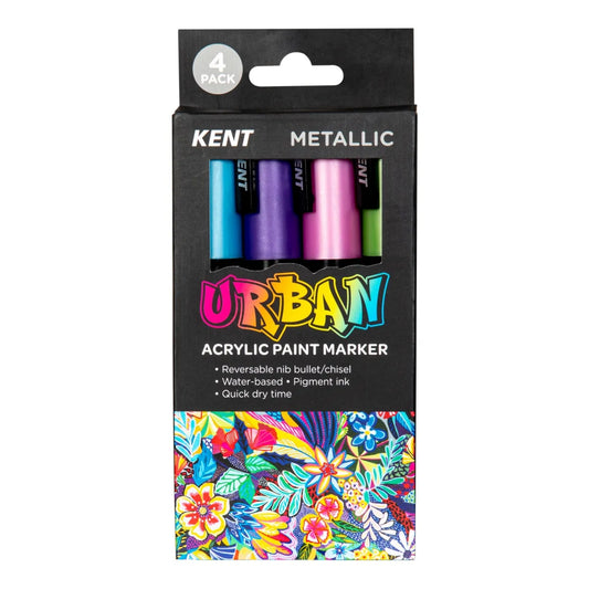 Kent Urban Paint Marker 6mm Nib Metallic 4 Pack