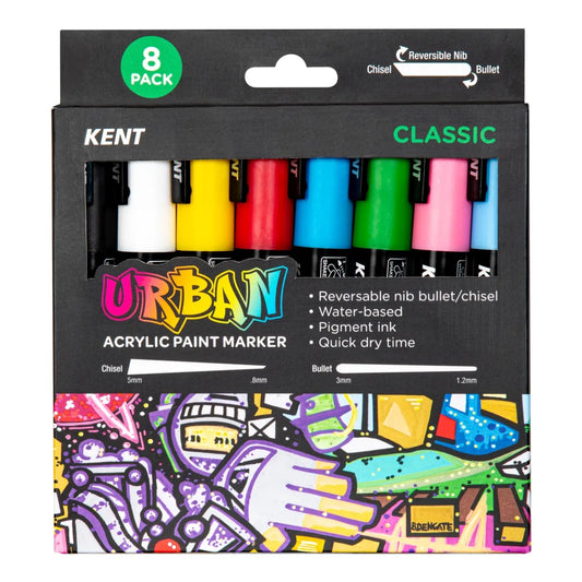 Kent Urban Paint Marker 6mm Nib Classic 8 Pack