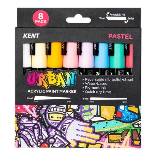 Kent Urban Paint Marker 6mm Nib Pastel 8 Pack