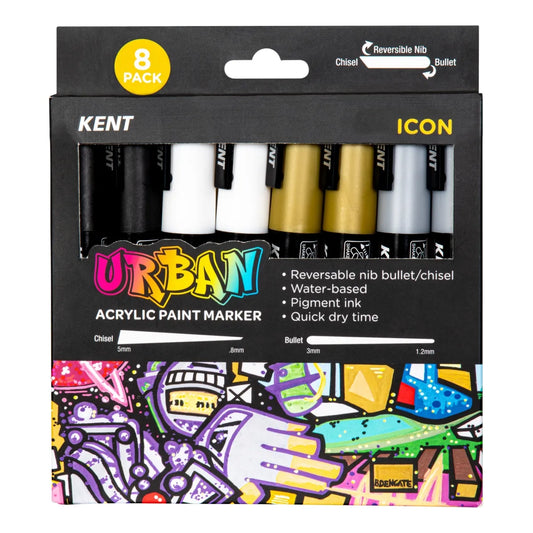 Kent Urban Paint Marker 6mm Nib Icon 8 Pack