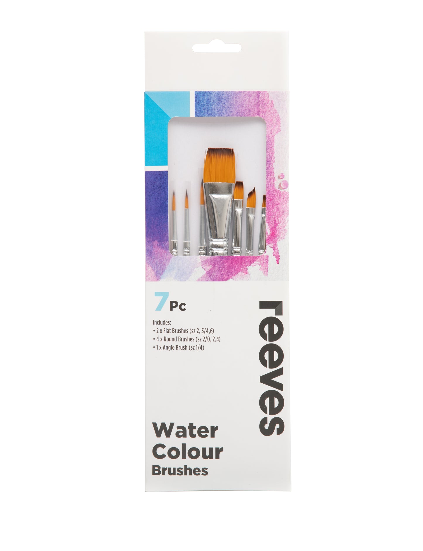 Reeves Gold Synthetic SH Set 7 (FLAT 2 3/4 ANG 1/4 ROUND 2/0 2 4 6)