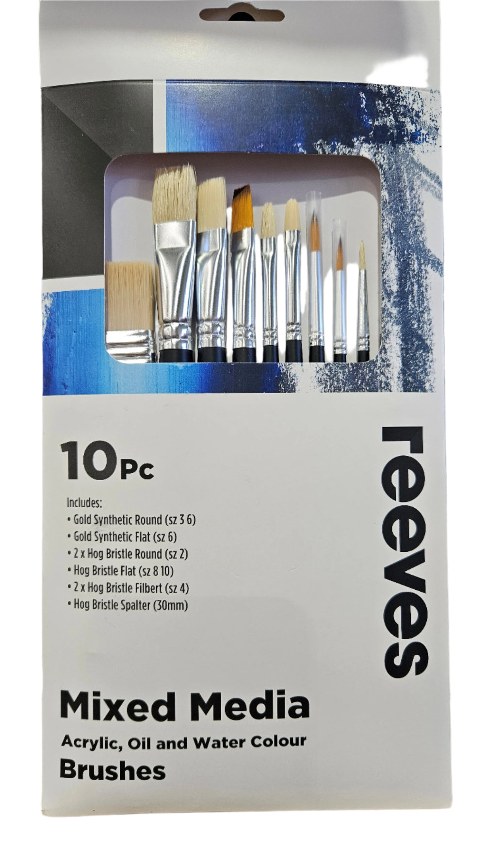 Reeves Mixed Media Brush Set Short Handle Assorted 10pc