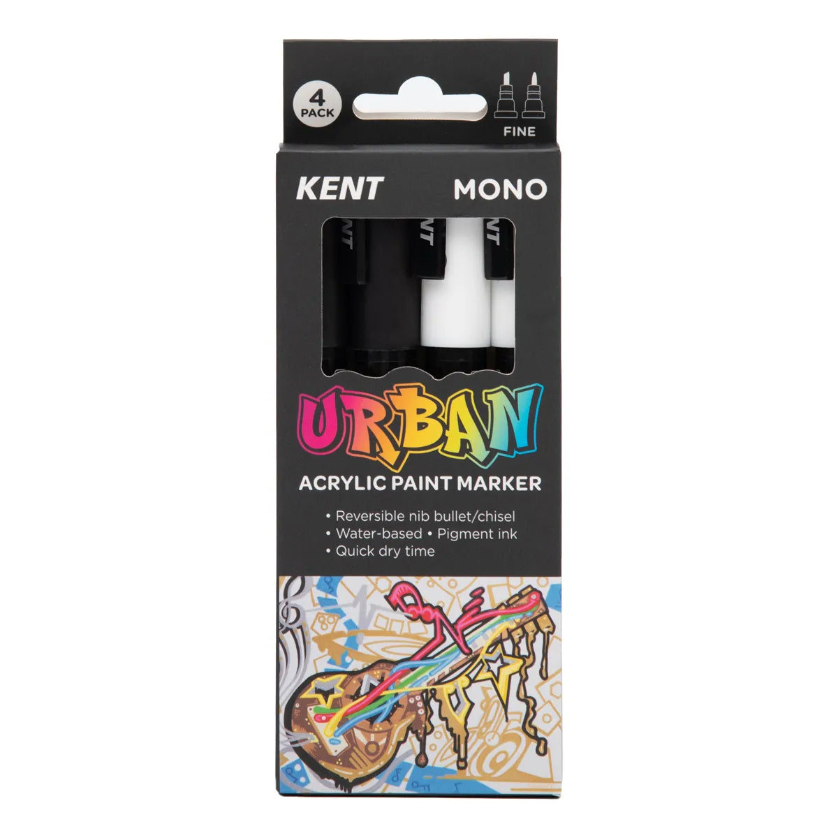Kent Urban Paint Marker 3mm Nib Mono 4 Pack