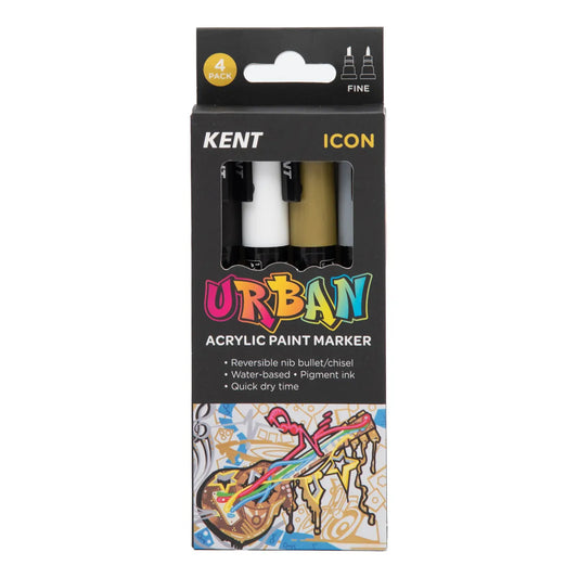 Kent Urban Paint Marker 3mm Nib Icon 4 Pack