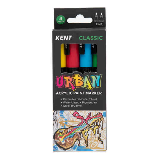Kent Urban Paint Marker 3mm Nib Classic 4 Pack