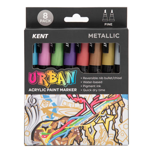Kent Urban Paint Marker 3mm Nib Metallic 8 Pack