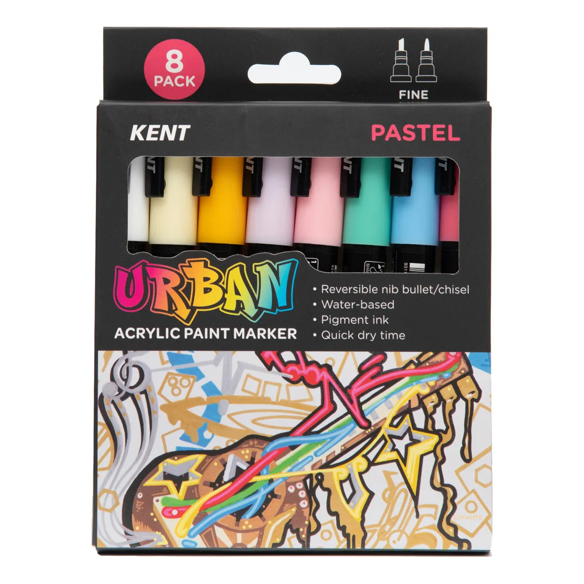 Kent Urban Paint Marker 3mm Nib Pastel 8 Pack