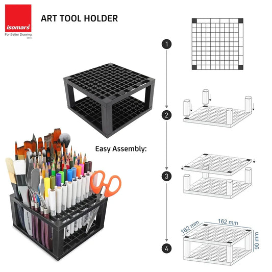Art Tool Holder Black 107 Holes 9 x 16cm