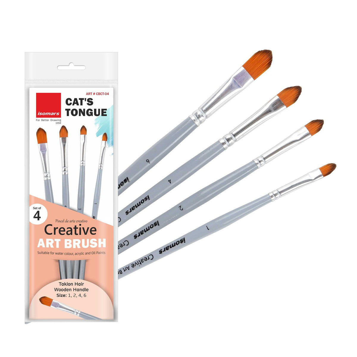 Isomars Creative Cats Tongue Brush Set of 4 (Taklon)