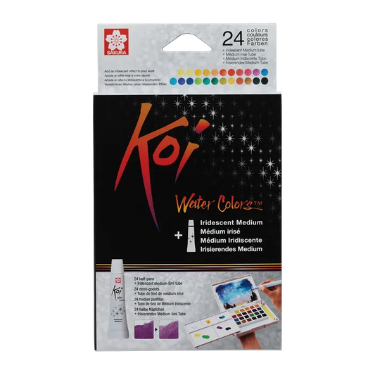 Koi Watercolour Pocket Field Sketch Box 24 colours + Iridescent Medium