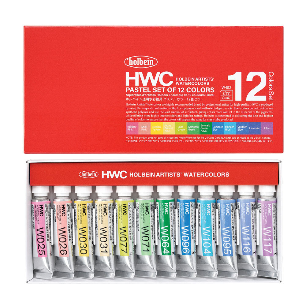 Holbein Watercolour Pastel Set 12 x 5ml tubes W452