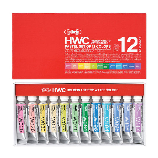 Holbein Watercolour Pastel Set 12 x 5ml tubes W452