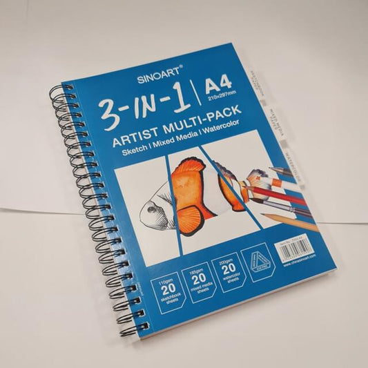 SINOART 3-IN-1 Artist Multi-Pack JOURNAL SKETCHBOOK A4