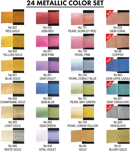 Kuretake Gansai Tambi Set 24 Metallic Colours