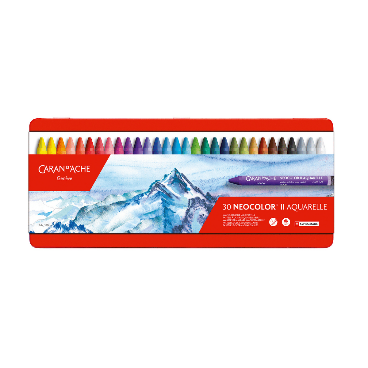 Caran d'Ache Neocolor II Water-Soluble Wax Pastel Tin 30 Colours