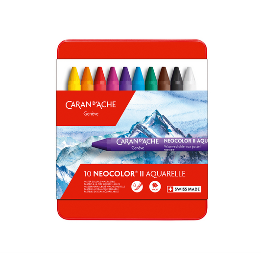 Caran d'Ache Neocolor II Water-Soluble Wax Pastel Tin 10 Colours