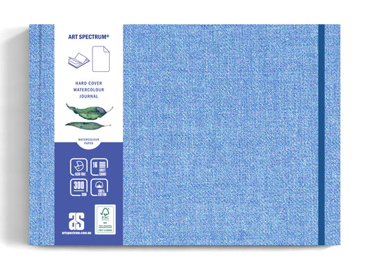 AS Watercolour Hard Cover Journal Blue Linen A4