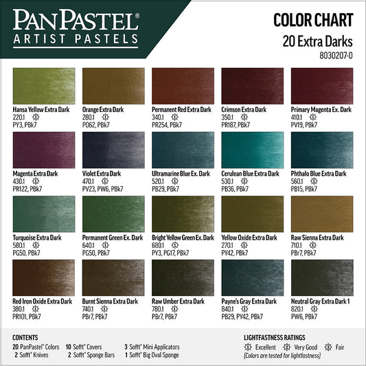 PanPastel 20 Extra Dark Shades 2 Lids Set