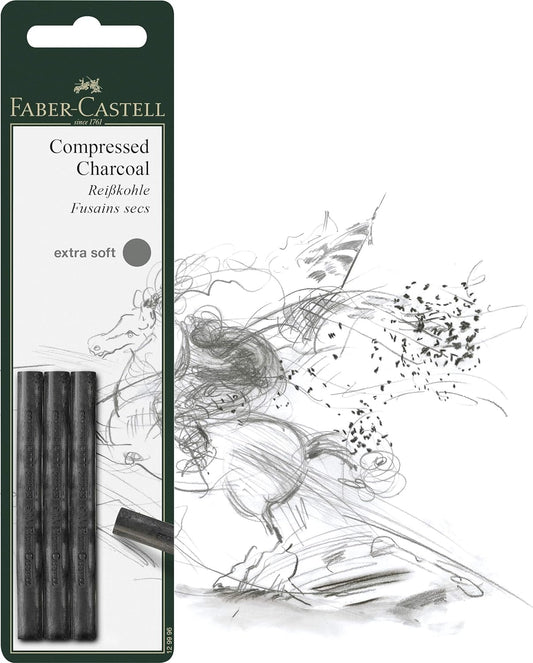 Faber Pitt Charcoal Compressed Extra Soft Pack 3
