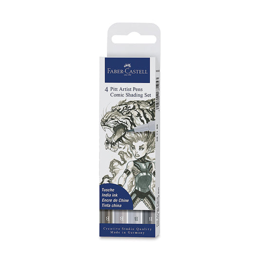 Faber Pitt Artist Brush Comic Assorted Greys 4 Pack