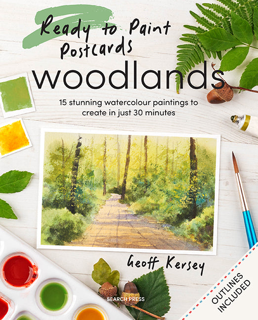 Ready to Paint Postcards: Woodlands Watercolour Book by Geoff Kersey