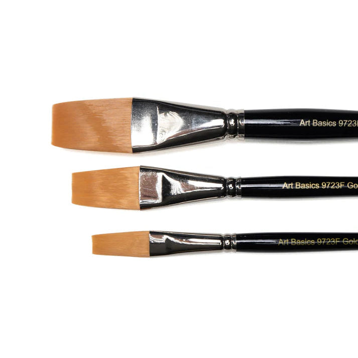 9723F Art Basics Golden Taklon Long Flat Size 3/4"