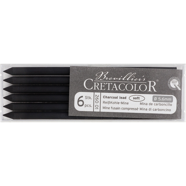 Cretacolor Charcoal Leads 5.6mm Soft Box 6