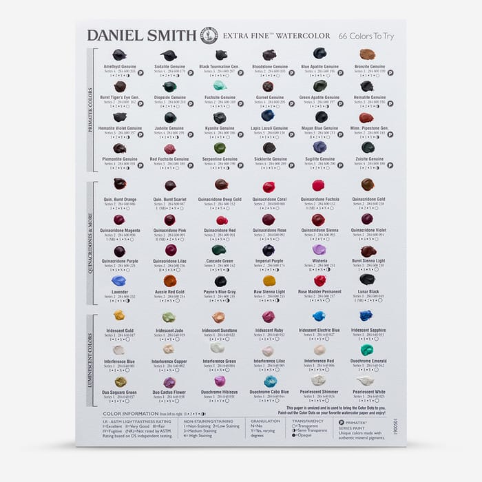 Daniel Smith 66 Paint Colour Chart