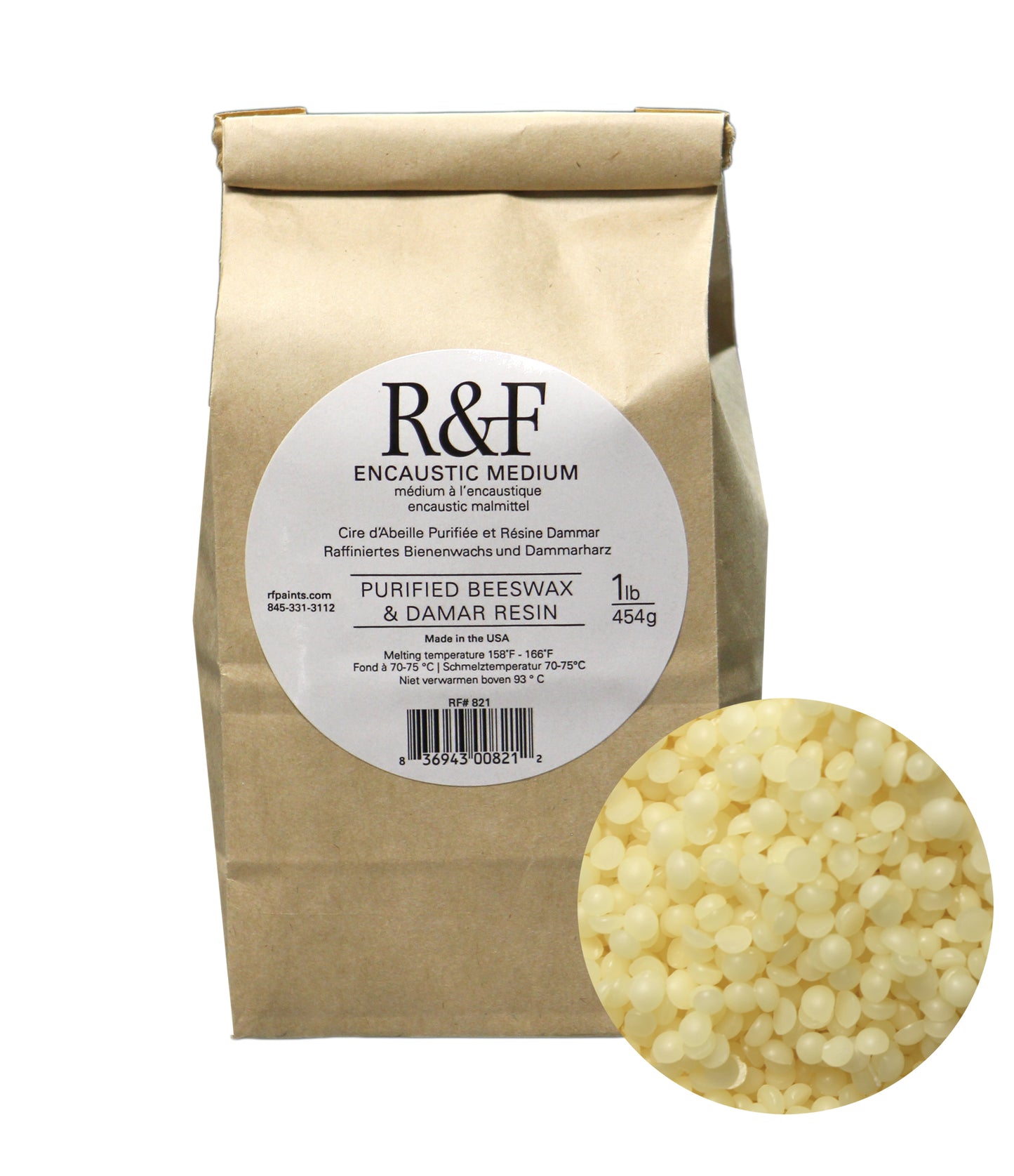 R&F Encaustic Medium - Purified Beeswax & Damar Resin 1lb 454grams