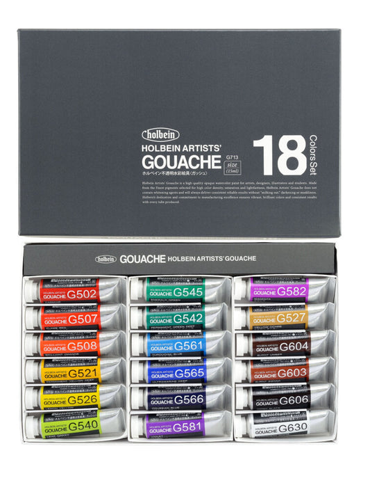 Holbein Artists' Designer Gouache Set 18 x 15ml Tubes G713