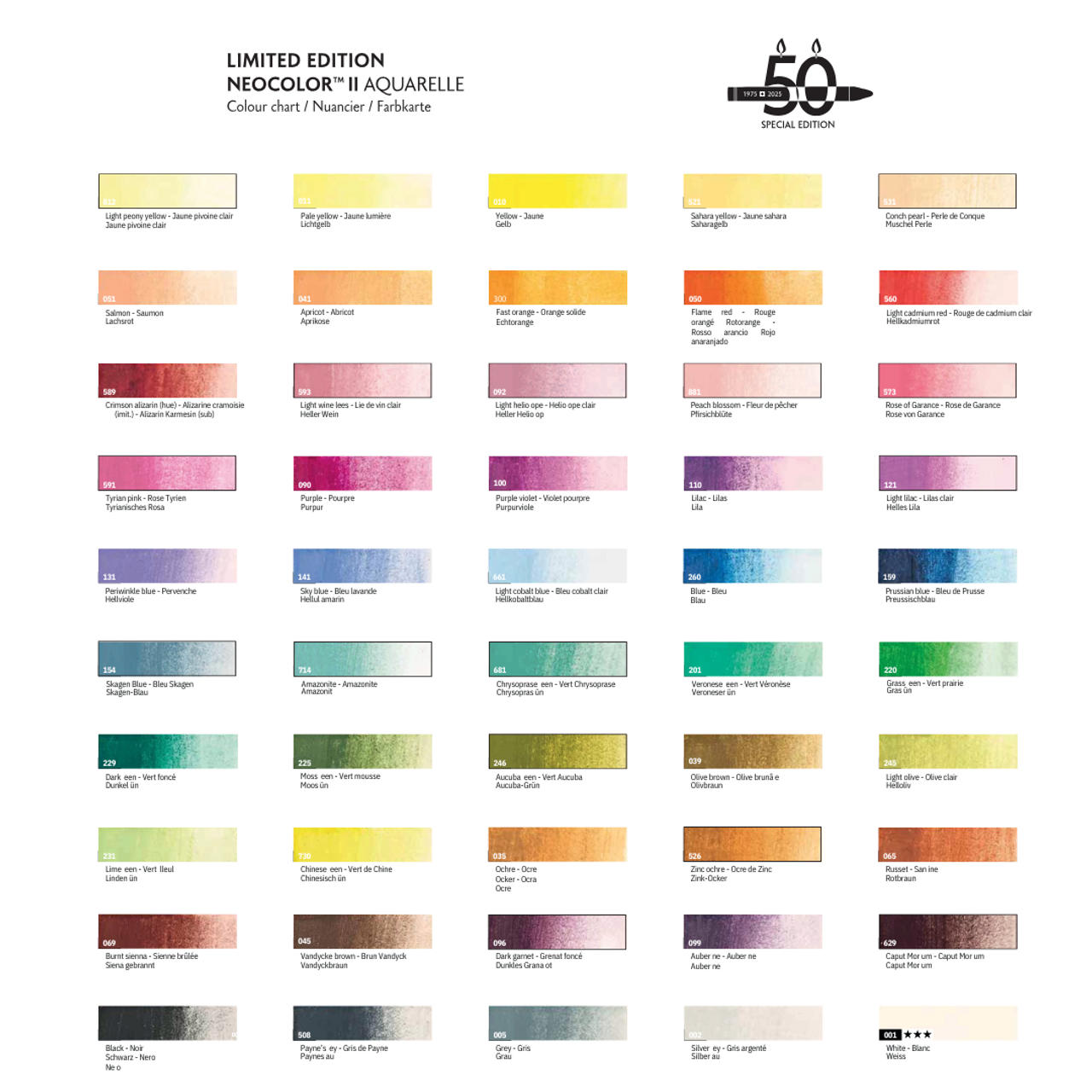 Caran d'Ache NEOCOLOR™ II Special Edition 50 Years Wooden Box of 50 | 7500.950