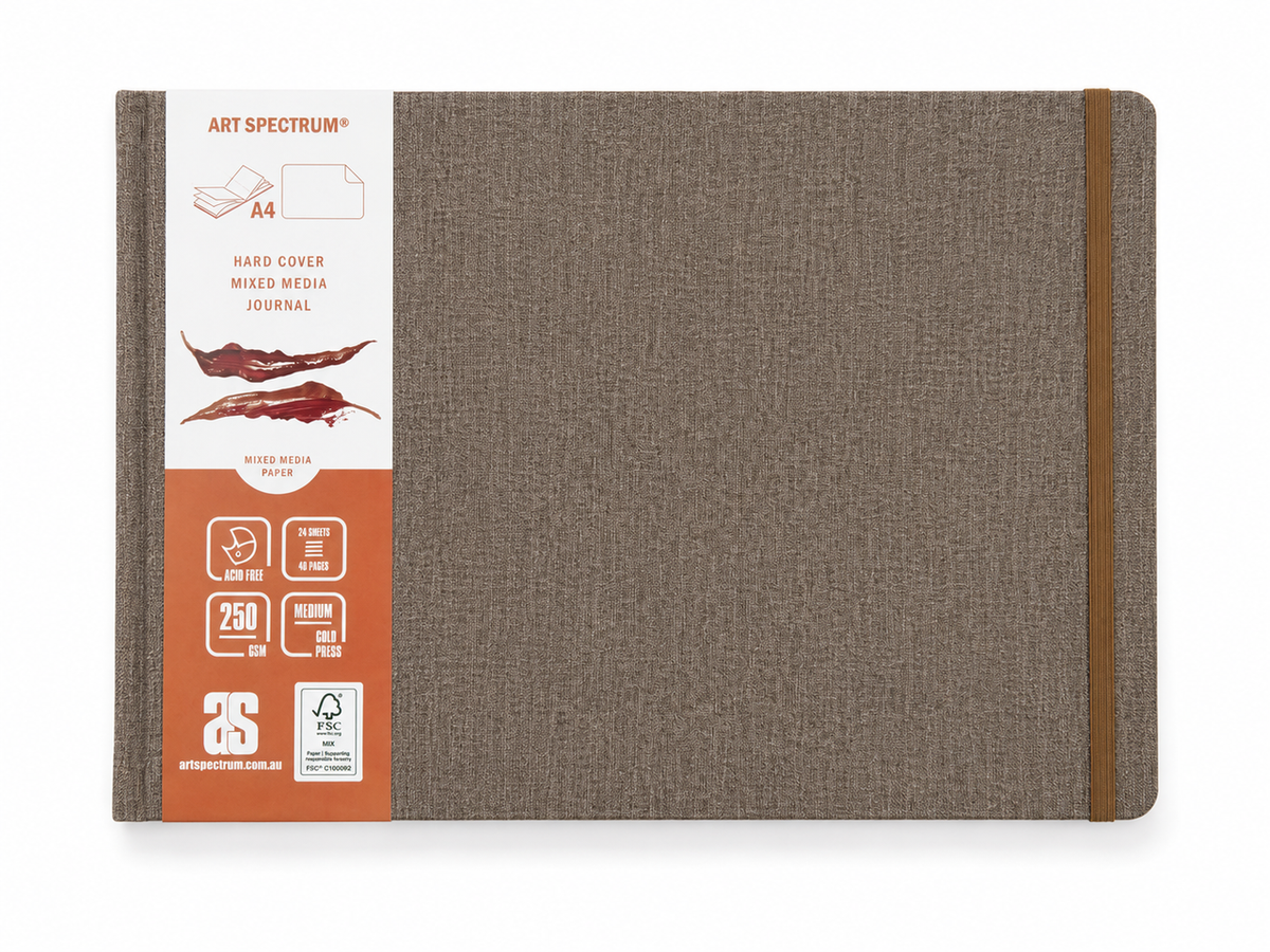 AS Watercolour Hard Cover Mixed Media Journal Tan Linen 250gsm A4