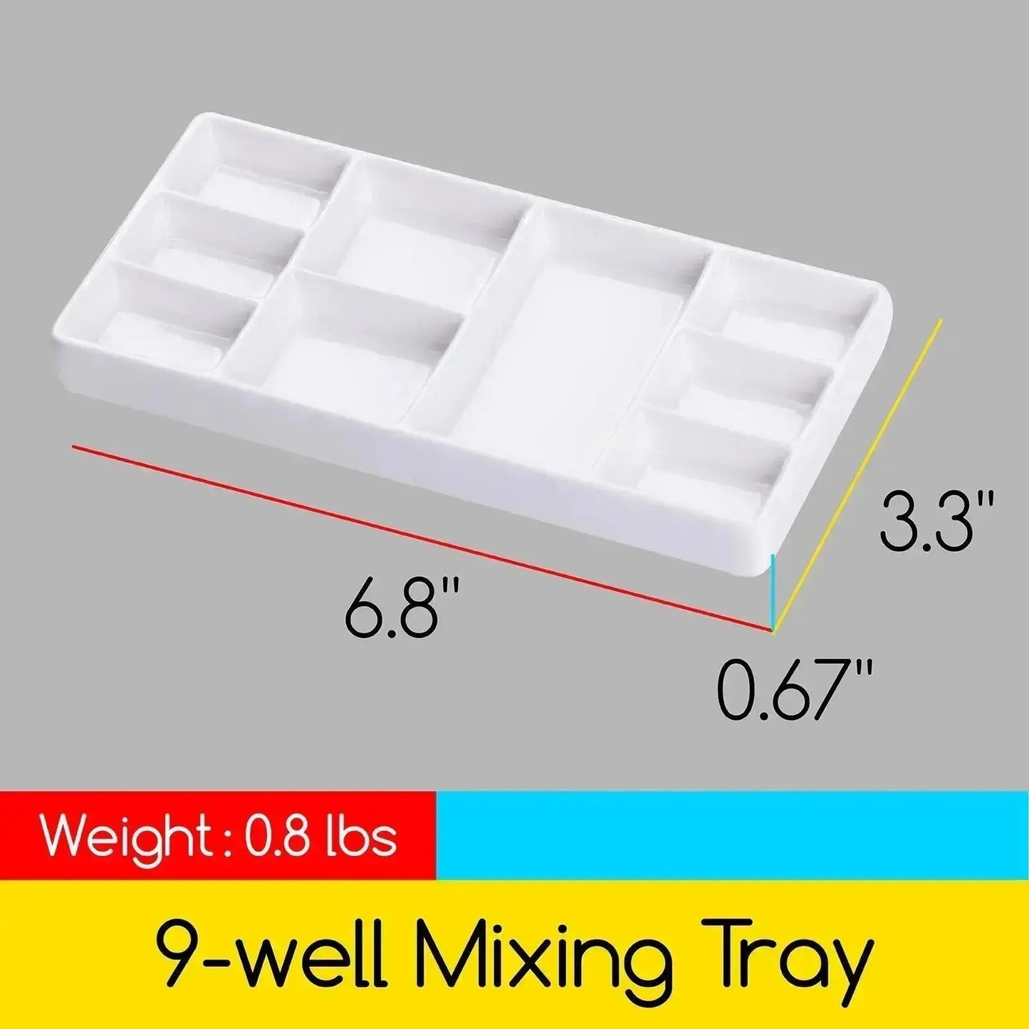 Meeden Porcelain Palette 9 Well Rectangle 17.5 x 8cm