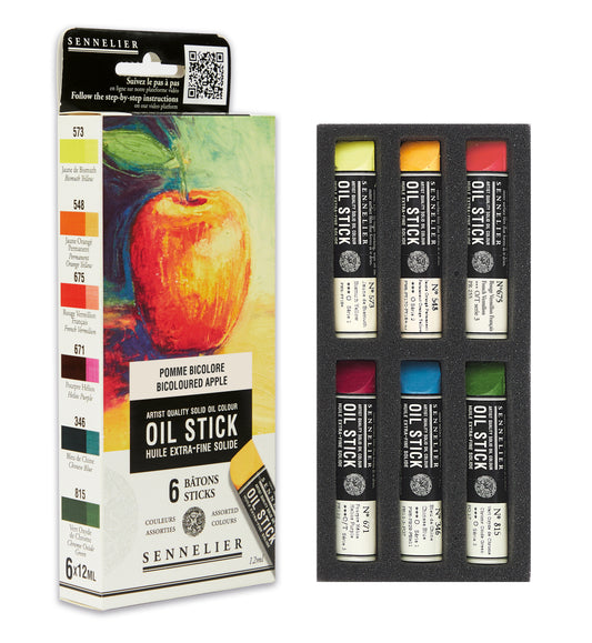 Sennelier Artist Oil Paint Stick Set 6 x 12ml Bicoloured Apple