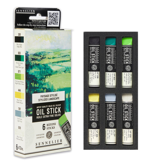 Sennelier Artist Oil Paint Stick Set 6 x 12ml Stylized Landscape
