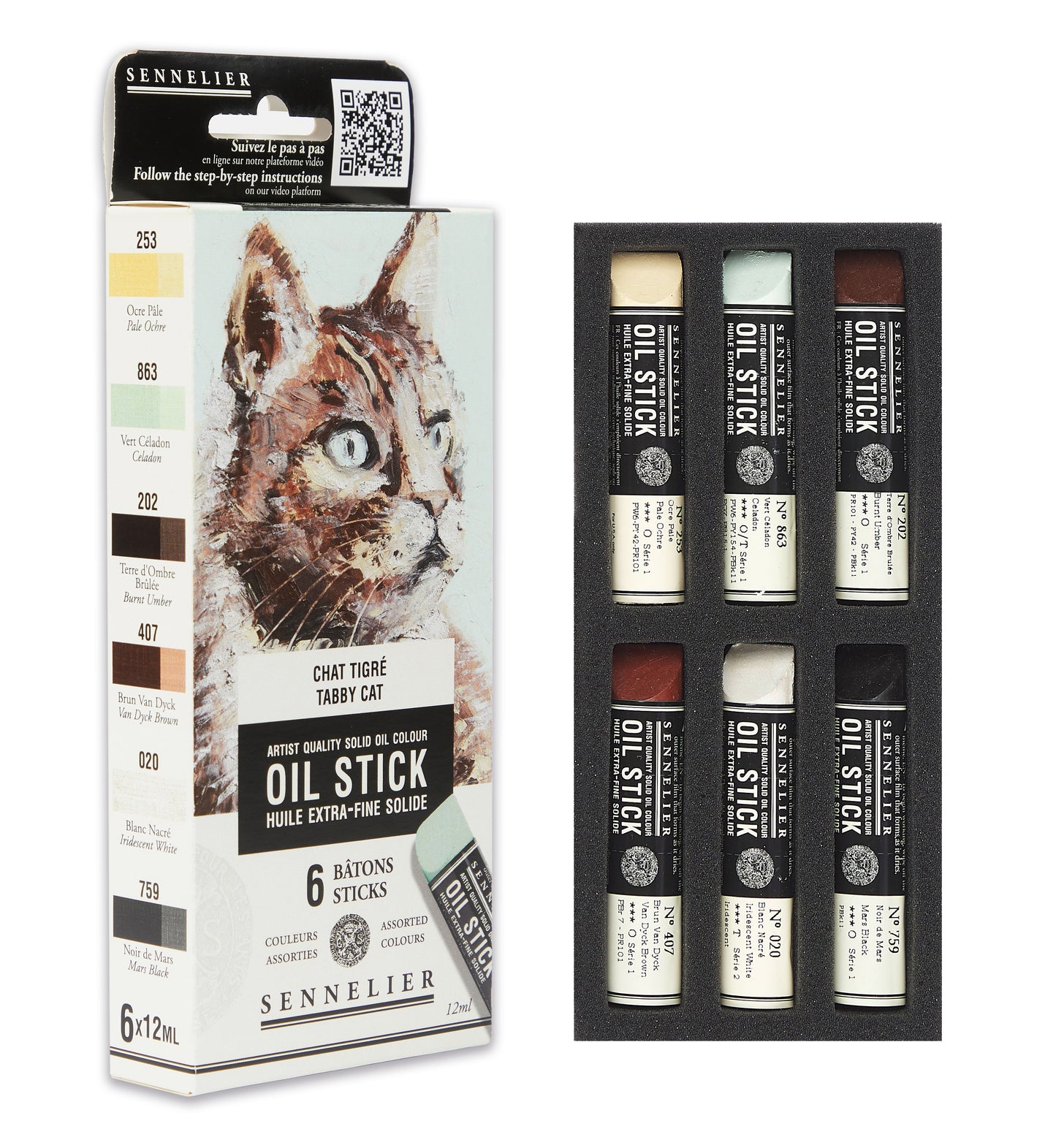 Sennelier Artist Oil Paint Stick Set 6 x 12ml Tabby Cat