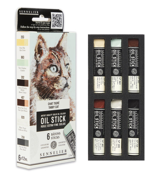 Sennelier Artist Oil Paint Stick Set 6 x 12ml Tabby Cat