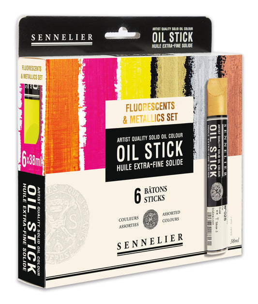 Sennelier Artist Oil Paint Stick Set 6 x 38ml Fluoro & Metallics