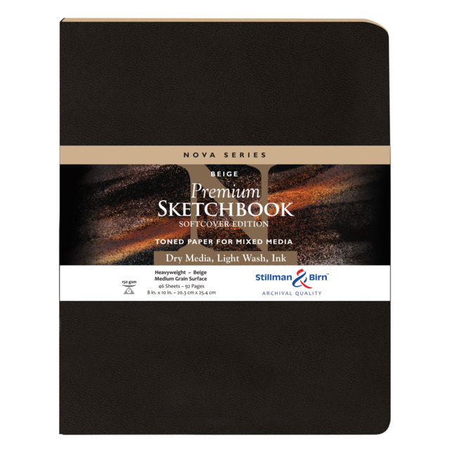 STILLMAN & BIRN NOVA SERIES SOFTCOVER SKETCHBOOK 150gsm 8x10 Inch PORTRAIT 46 sheets.