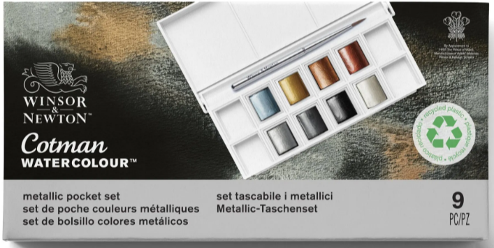 Winsor & Newton Cotman Watercolour Metallic 8 x Half pan set
