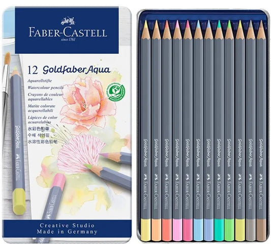 Goldfaber Aqua Watercolour Pencil Tin 12 Pastel Colours