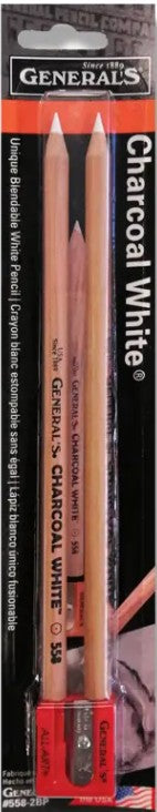 Generals Charcoal White 2 Pencils & Sharpener